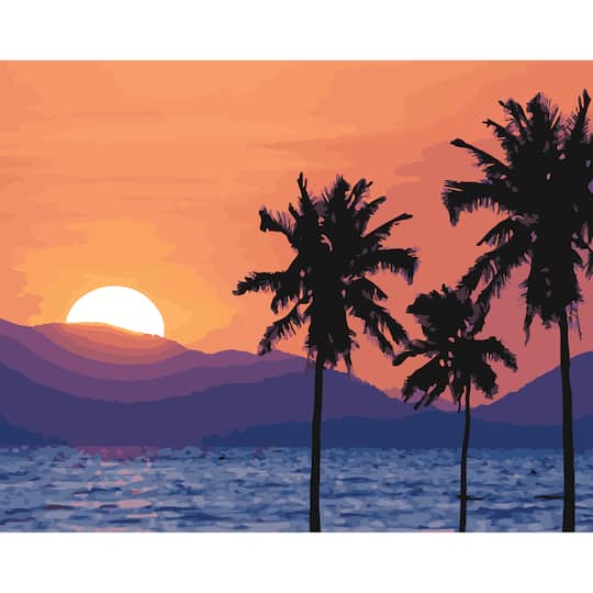 16" x 20" Beach Sunset Paint-by-Number Kit with Wood Display Hanger by Artist's Loft®